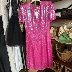 Vintage Leslie Fay Pink Sequin Dress NWT